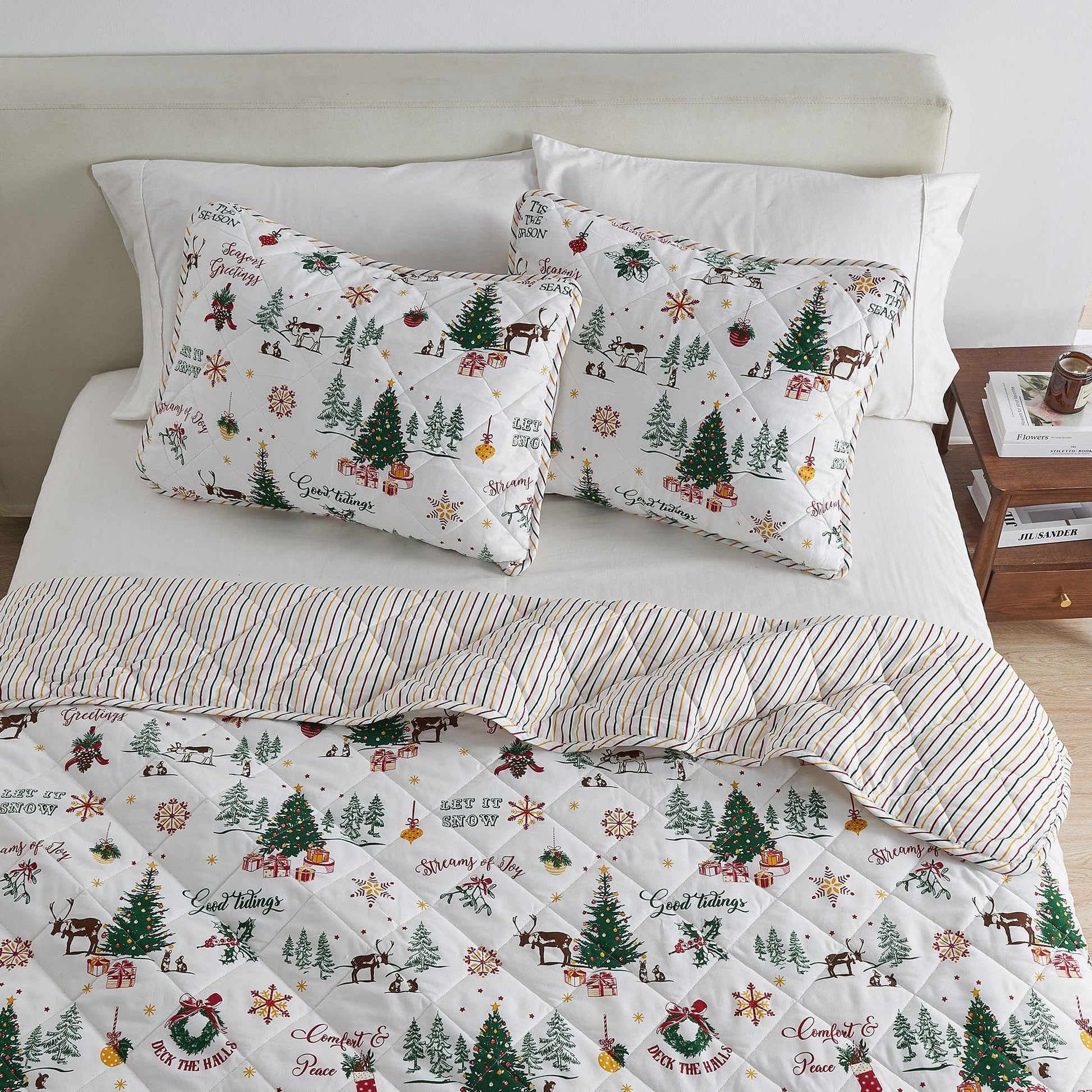 Colorful Christmas Quilt Set - Christmas Holiday Quilts - Quahog Bay Bedding