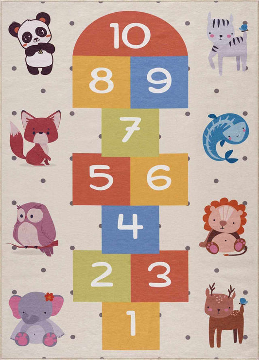 Colorful Hopscotch Washable Kids Rug - Quahog Bay Bedding
