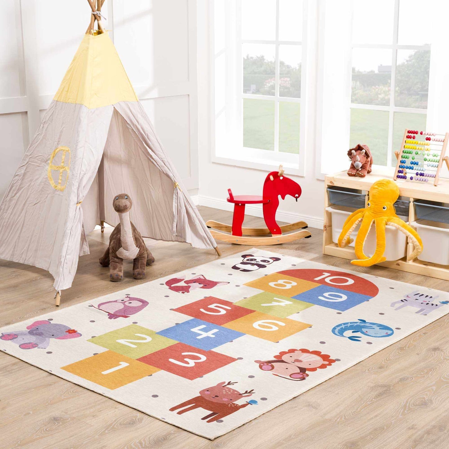 Colorful Hopscotch Washable Kids Rug - Quahog Bay Bedding