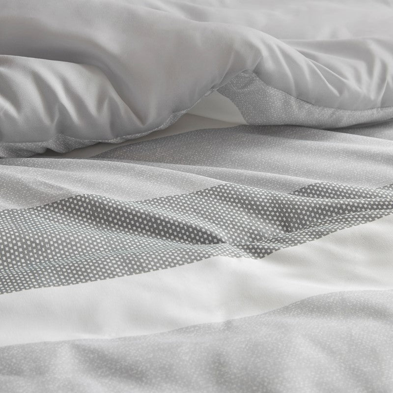 Comfort Spaces Owain Stripe Textured Print Comforter Set - Black And Grey Bedding Set - Quahog Bay Bedding