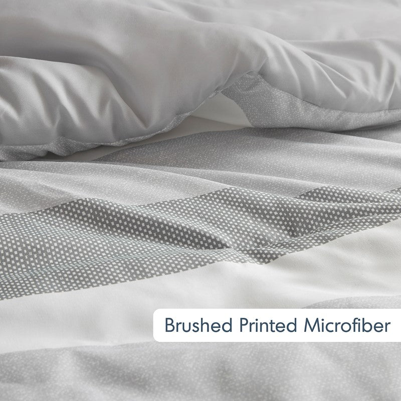 Comfort Spaces Owain Stripe Textured Print Comforter Set - Black And Grey Bedding Set - Quahog Bay Bedding