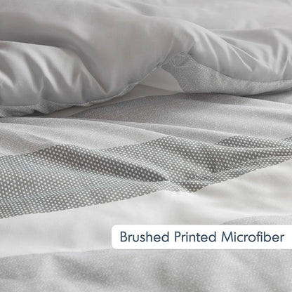 Comfort Spaces Owain Stripe Textured Print Comforter Set - Black And Grey Bedding Set - Quahog Bay Bedding