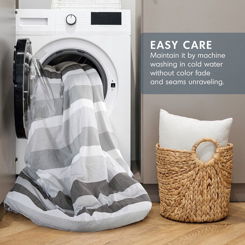 Comfort Spaces Owain Stripe Textured Print Comforter Set - Black And Grey Bedding Set - Quahog Bay Bedding