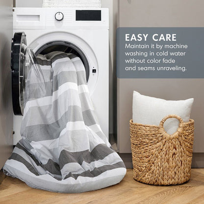 Comfort Spaces Owain Stripe Textured Print Comforter Set - Black And Grey Bedding Set - Quahog Bay Bedding