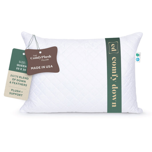 Premium Feather and Down ComfyPlush Supportive Bed Pillow for Sleeping - Quahog Bay Bedding