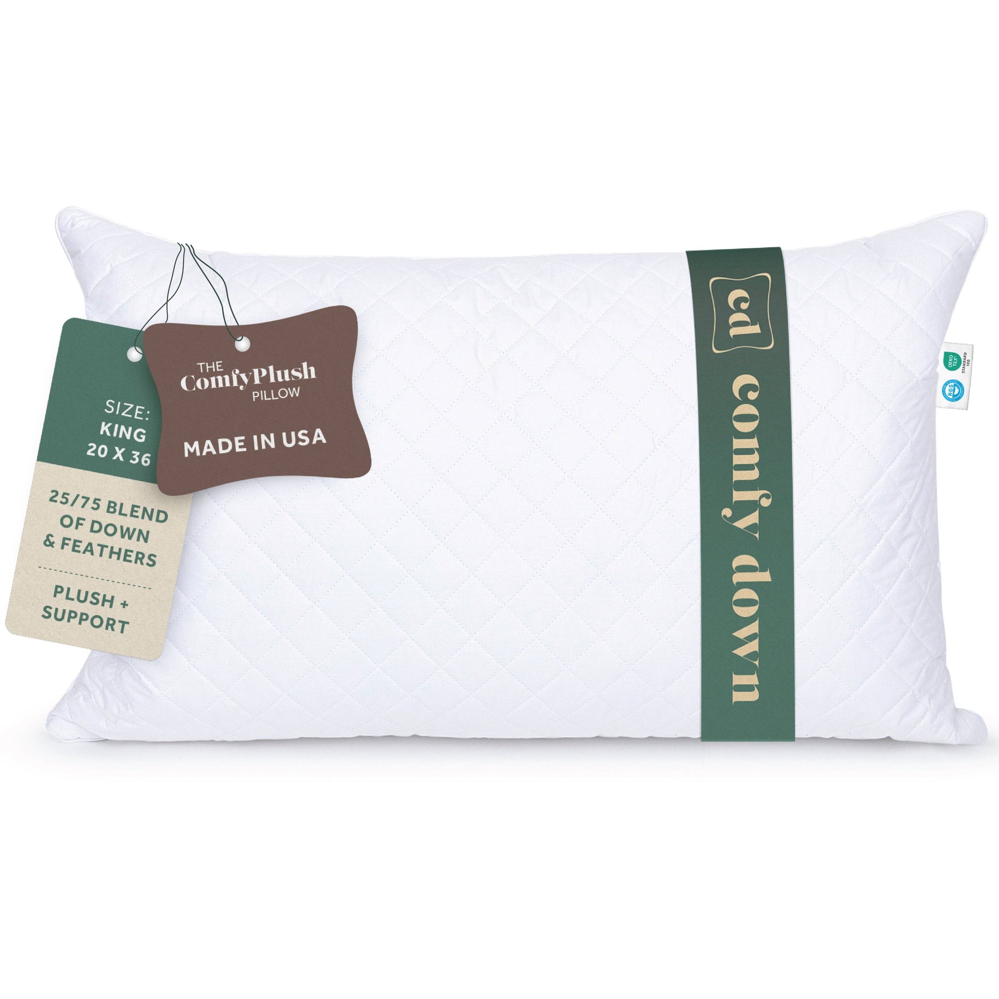 Premium Feather and Down ComfyPlush Supportive Bed Pillow for Sleeping - Quahog Bay Bedding