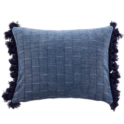 Bennett Chambray Tassel Pillow - Coastal Accent Pillows - Quahog Bay Bedding