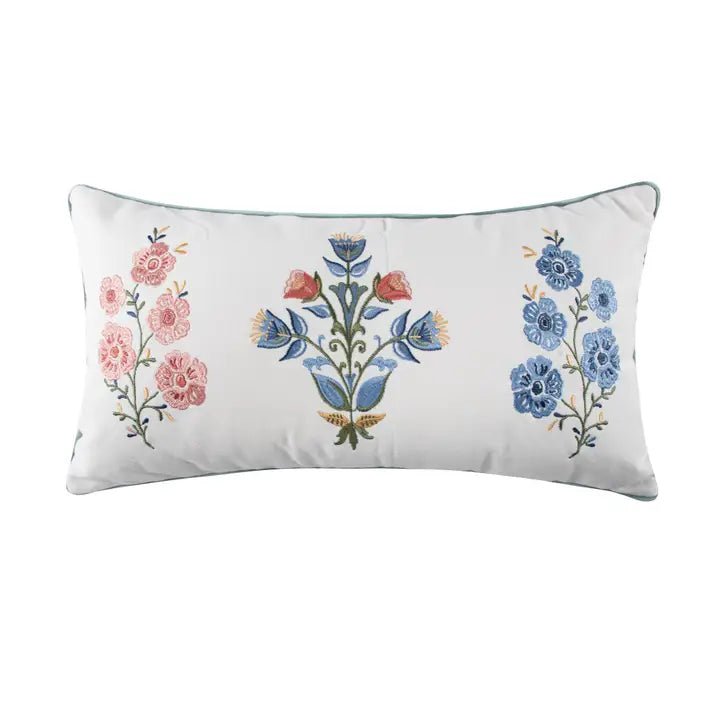 Zoey Embroidered Bouquets Pillow - Quahog Bay Bedding