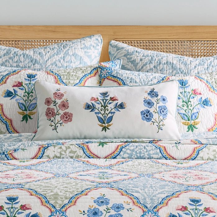 Zoey Embroidered Bouquets Pillow - Quahog Bay Bedding