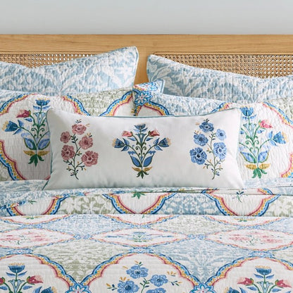 Zoey Embroidered Bouquets Pillow - Quahog Bay Bedding