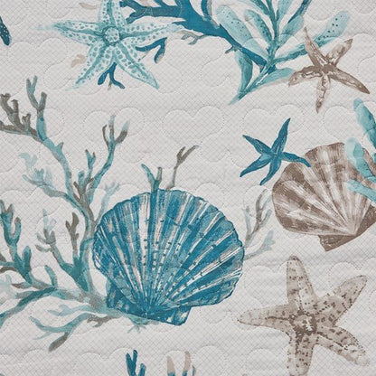 Madison Park Pebble Beach Cotton Sateen Quilt Set 6PC - Aqua - Quahog Bay Bedding