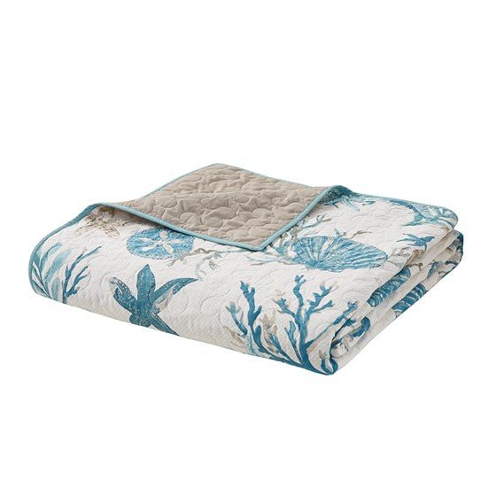 Pebble Beach 6PC Cotton Sateen Quilt Set – Aqua | Coastal Bedding