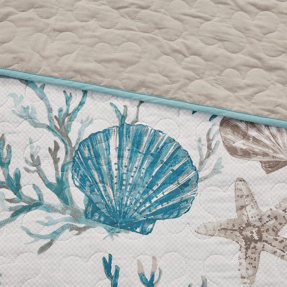 掛け布団カバー 6点セット 西海岸 ペブルビーチ クイーンサイズ PEBBLE Pebble Beach 6PC Cotton Sateen Quilt Set – Aqua | Coastal Bedding