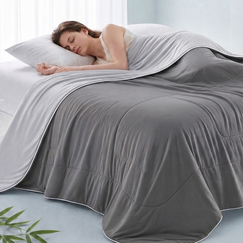 Cooling Lightweight Down Alternative Reversible Comforter | Nautical Comforters | Grey - Quahog Bay Bedding