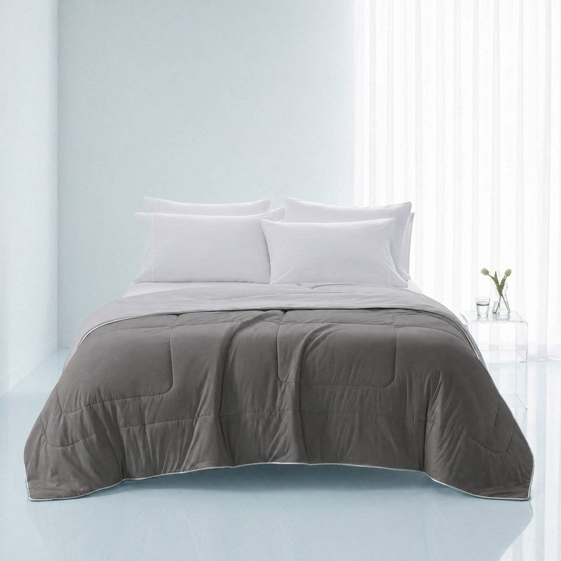 Cooling Lightweight Down Alternative Reversible Comforter | Nautical Comforters | Grey - Quahog Bay Bedding