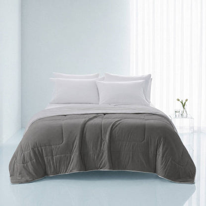 Cooling Lightweight Down Alternative Reversible Comforter | Nautical Comforters | Grey - Quahog Bay Bedding