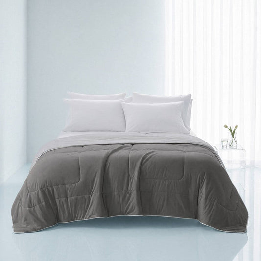 Cooling Lightweight Down Alternative Reversible Comforter | Nautical Comforters | Grey - Quahog Bay Bedding