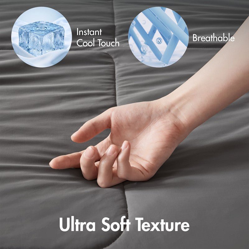 Cooling Lightweight Down Alternative Reversible Comforter | Nautical Comforters | Grey - Quahog Bay Bedding