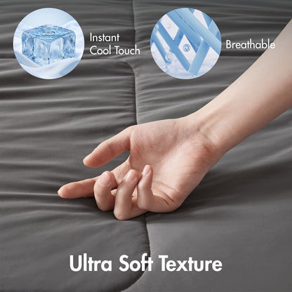 Cooling Lightweight Down Alternative Reversible Comforter | Nautical Comforters | Grey - Quahog Bay Bedding