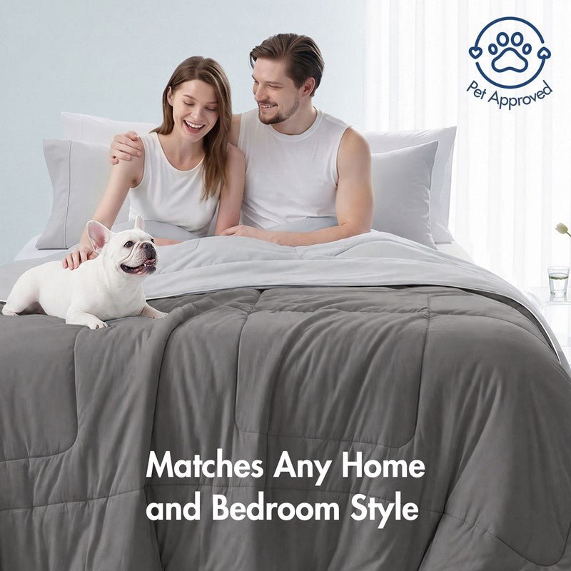Cooling Lightweight Down Alternative Reversible Comforter | Nautical Comforters | Grey - Quahog Bay Bedding