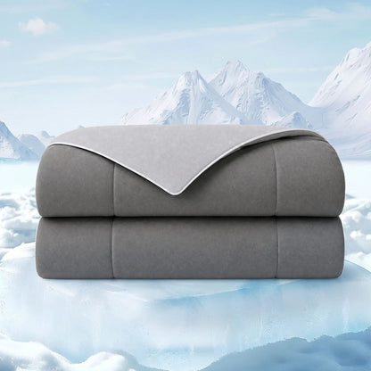 Cooling Lightweight Down Alternative Reversible Comforter | Nautical Comforters | Grey - Quahog Bay Bedding
