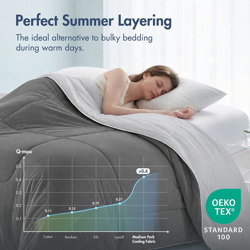 Cooling Lightweight Down Alternative Reversible Comforter | Nautical Comforters | Grey - Quahog Bay Bedding