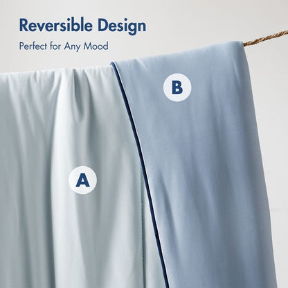 Cooling Lightweight Down Alternative Reversible Comforter | Nautical Comforters | Light Blue - Quahog Bay Bedding