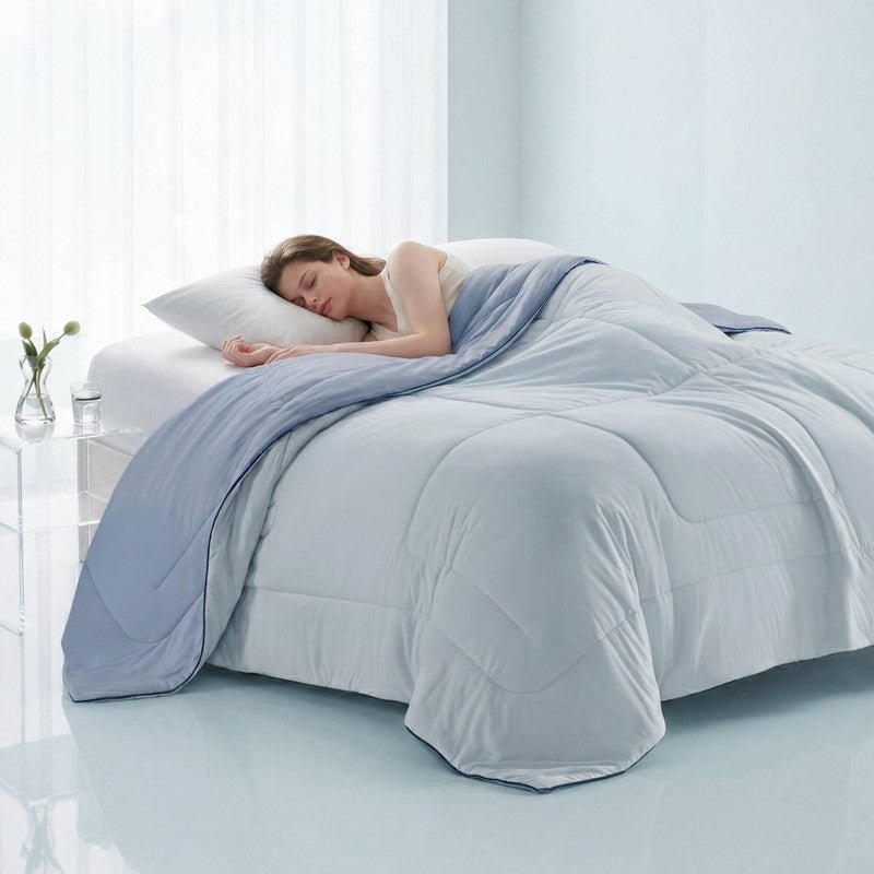 Cooling Lightweight Down Alternative Reversible Comforter | Nautical Comforters | Light Blue - Quahog Bay Bedding