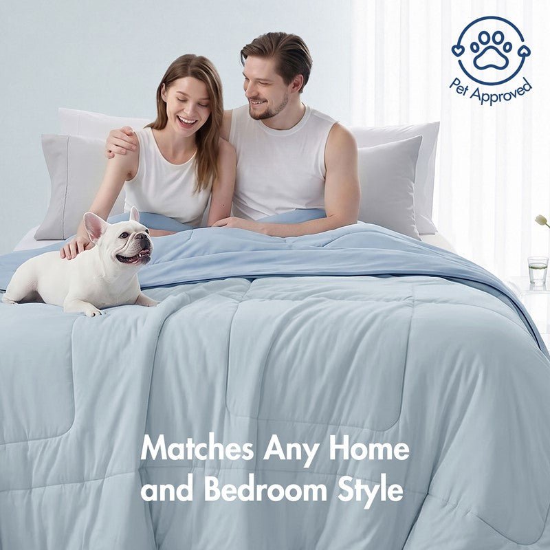 Cooling Lightweight Down Alternative Reversible Comforter | Nautical Comforters | Light Blue - Quahog Bay Bedding