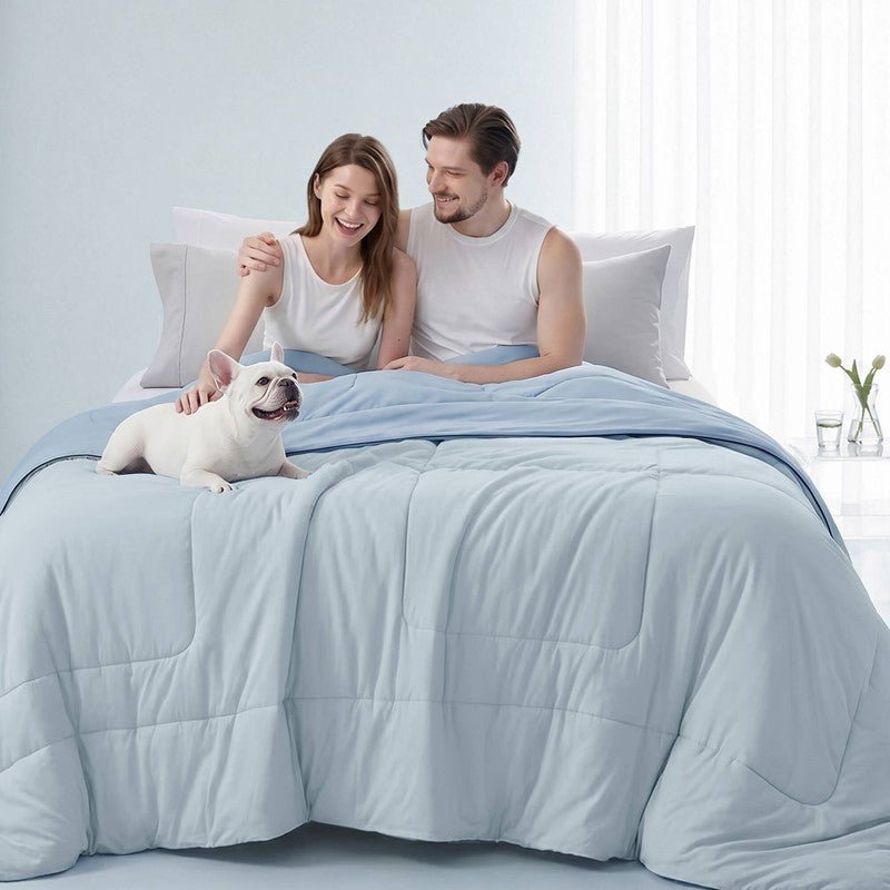 Cooling Lightweight Down Alternative Reversible Comforter | Nautical Comforters | Light Blue - Quahog Bay Bedding