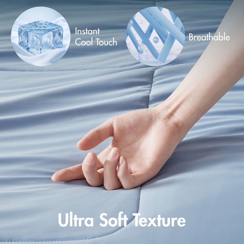 Cooling Lightweight Down Alternative Reversible Comforter | Nautical Comforters | Light Blue - Quahog Bay Bedding