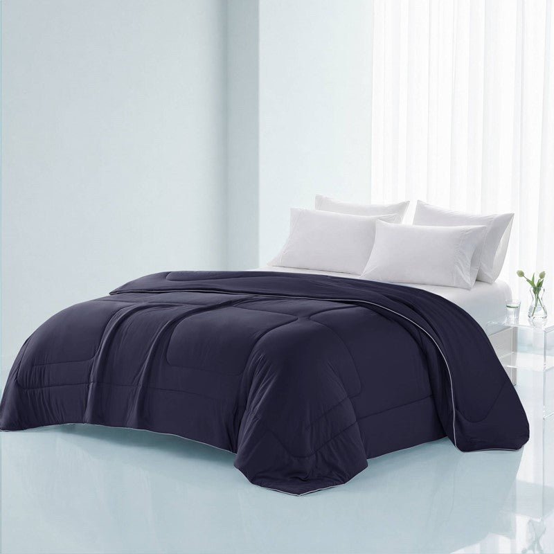 Cooling Lightweight Down Alternative Reversible Comforter | Nautical Comforters | Navy Blue - Quahog Bay Bedding