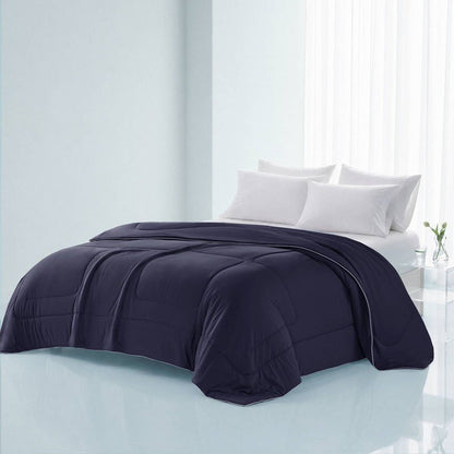 Cooling Lightweight Down Alternative Reversible Comforter | Nautical Comforters | Navy Blue - Quahog Bay Bedding