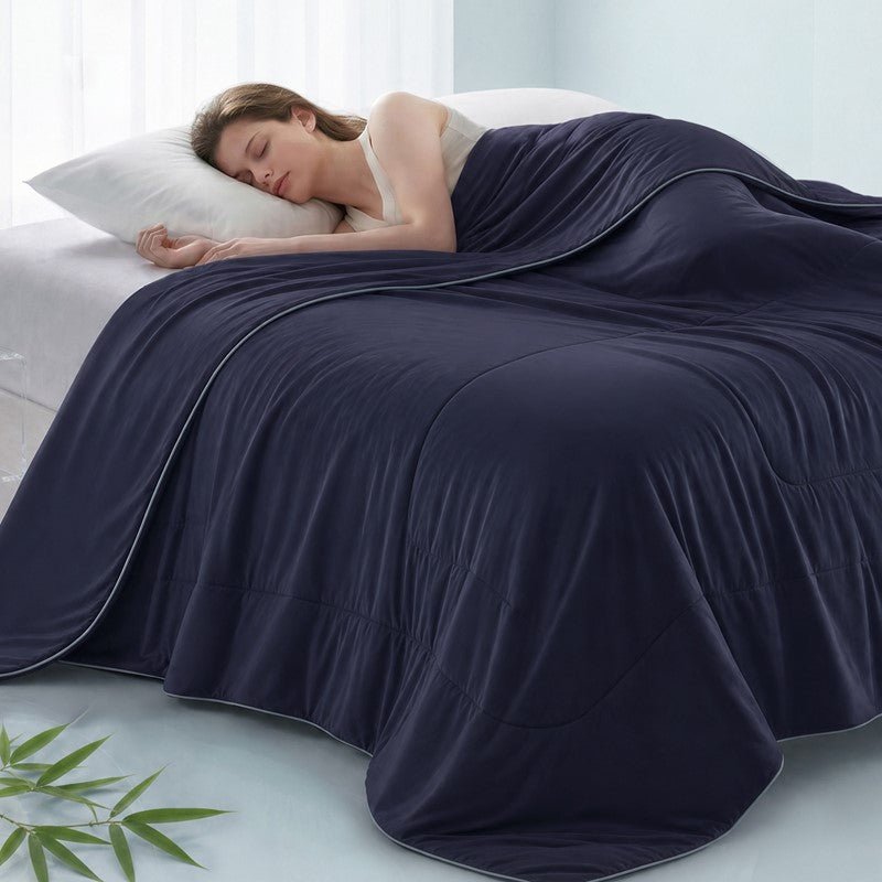 Cooling Lightweight Down Alternative Reversible Comforter | Nautical Comforters | Navy Blue - Quahog Bay Bedding