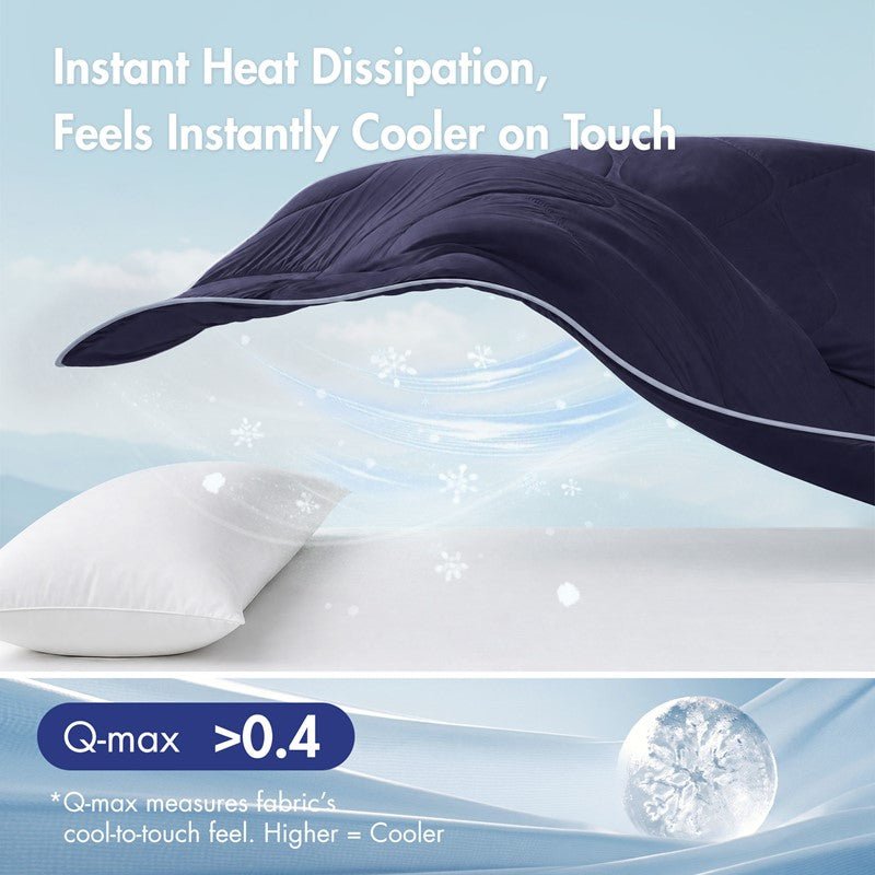Cooling Lightweight Down Alternative Reversible Comforter | Nautical Comforters | Navy Blue - Quahog Bay Bedding