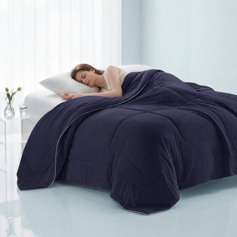 Cooling Lightweight Down Alternative Reversible Comforter | Nautical Comforters | Navy Blue - Quahog Bay Bedding