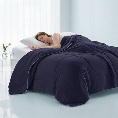 Cooling Lightweight Down Alternative Reversible Comforter | Nautical Comforters | Navy Blue - Quahog Bay Bedding