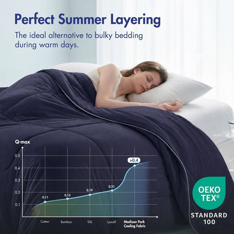 Cooling Lightweight Down Alternative Reversible Comforter | Nautical Comforters | Navy Blue - Quahog Bay Bedding