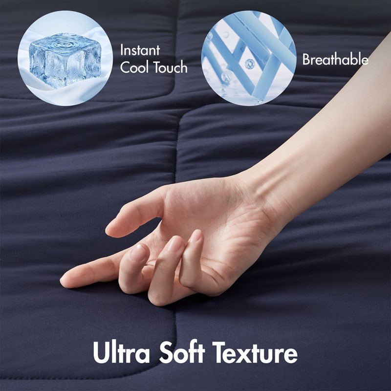 Cooling Lightweight Down Alternative Reversible Comforter | Nautical Comforters | Navy Blue - Quahog Bay Bedding
