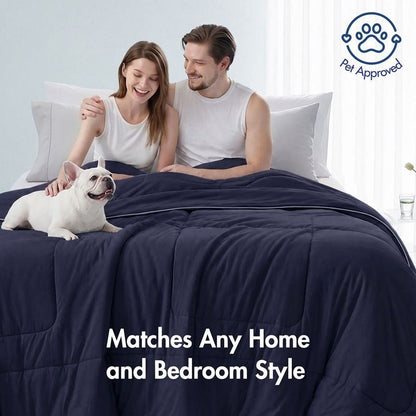 Cooling Lightweight Down Alternative Reversible Comforter | Nautical Comforters | Navy Blue - Quahog Bay Bedding