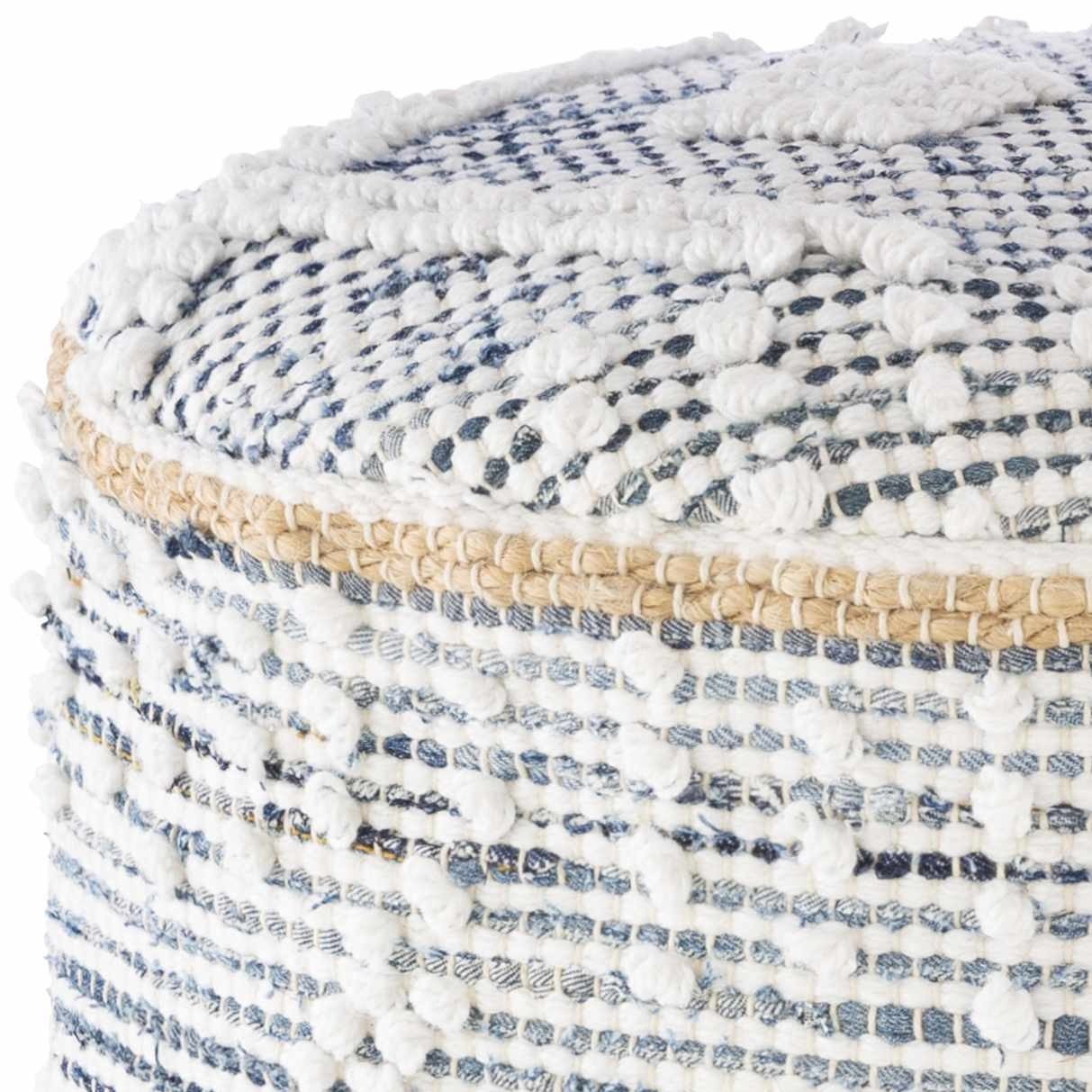 Coombabah Blue and White Cylinder Pouf - Quahog Bay Bedding