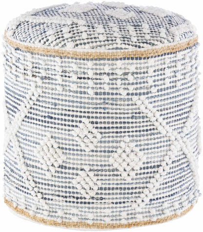 Coombabah Blue and White Cylinder Pouf - Quahog Bay Bedding