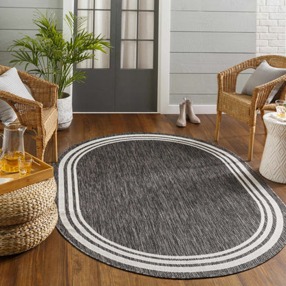 Coonamble Bordered Antrasit Rug - Quahog Bay Bedding