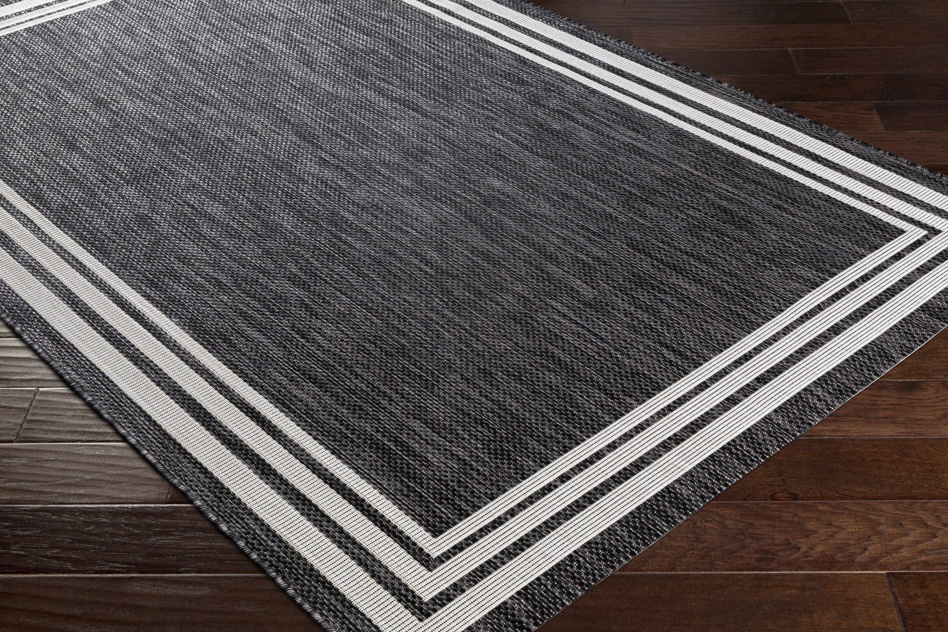 Coonamble Bordered Antrasit Rug - Quahog Bay Bedding