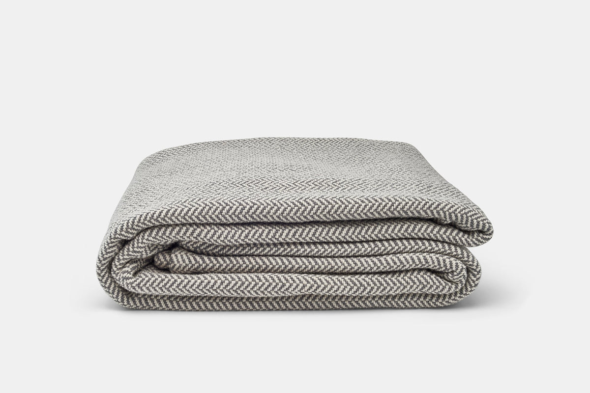 Cotton Herringbone Weave Cotton Blanket - American Made With USA Grown Cotton - Quahog Bay Bedding