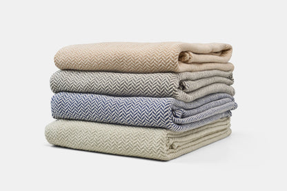 Cotton Herringbone Weave Cotton Blanket - American Made With USA Grown Cotton - Quahog Bay Bedding