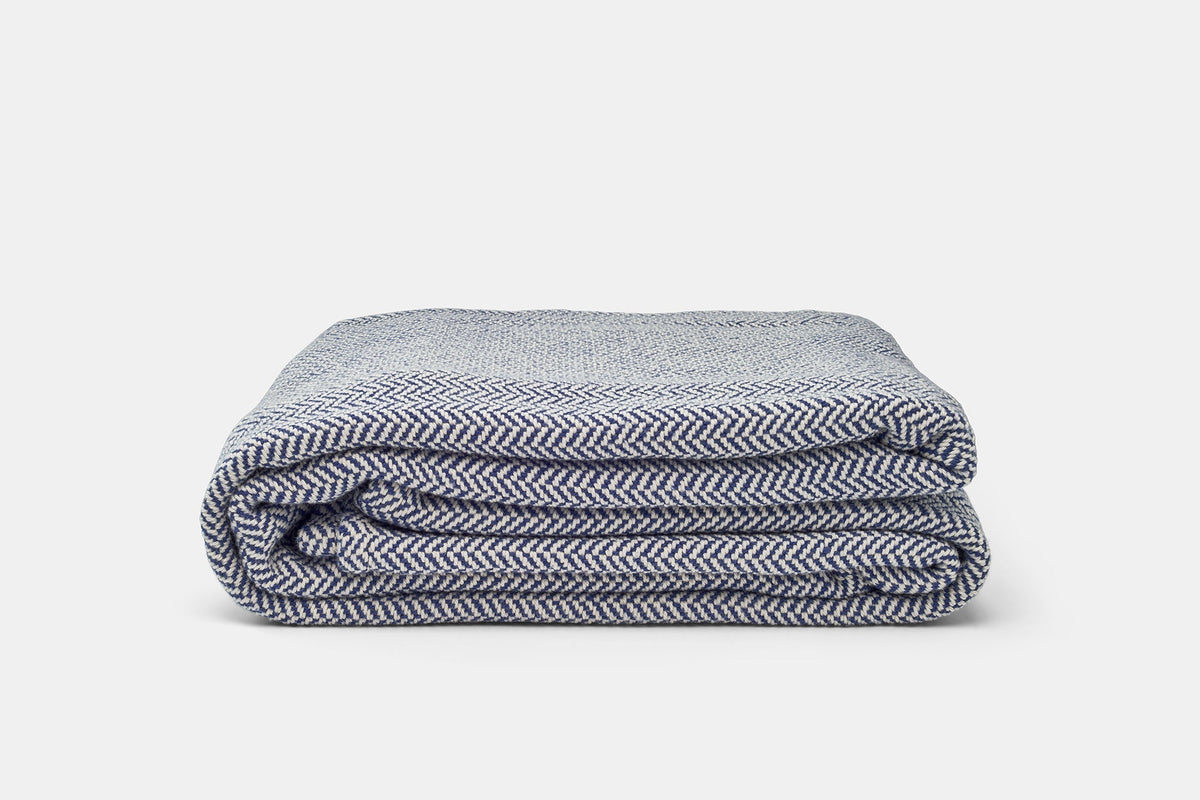 Cotton Herringbone Weave Cotton Blanket - American Made With USA Grown Cotton - Quahog Bay Bedding