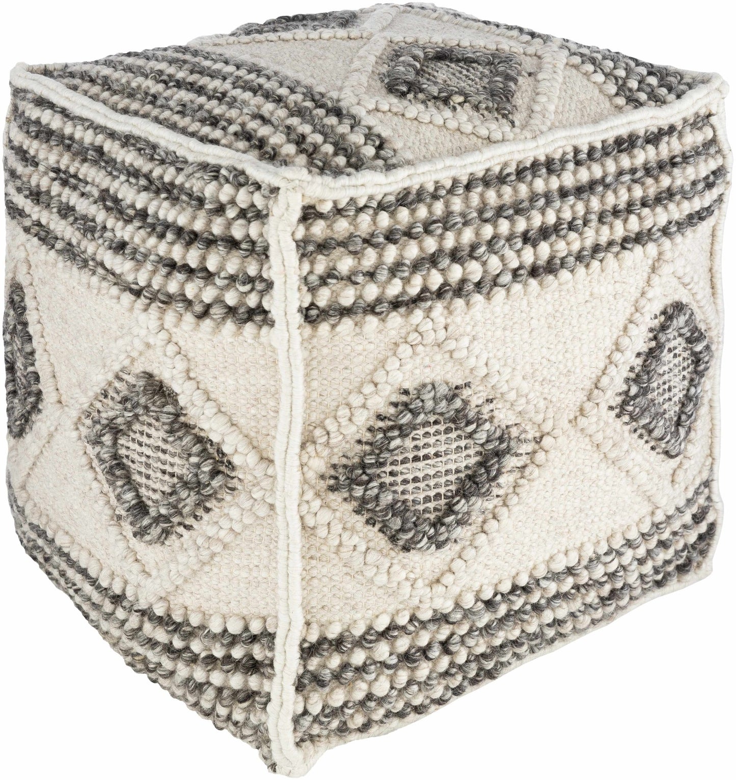 Cowanesque Beige Diamond - Patterned Square Pouf - Quahog Bay Bedding