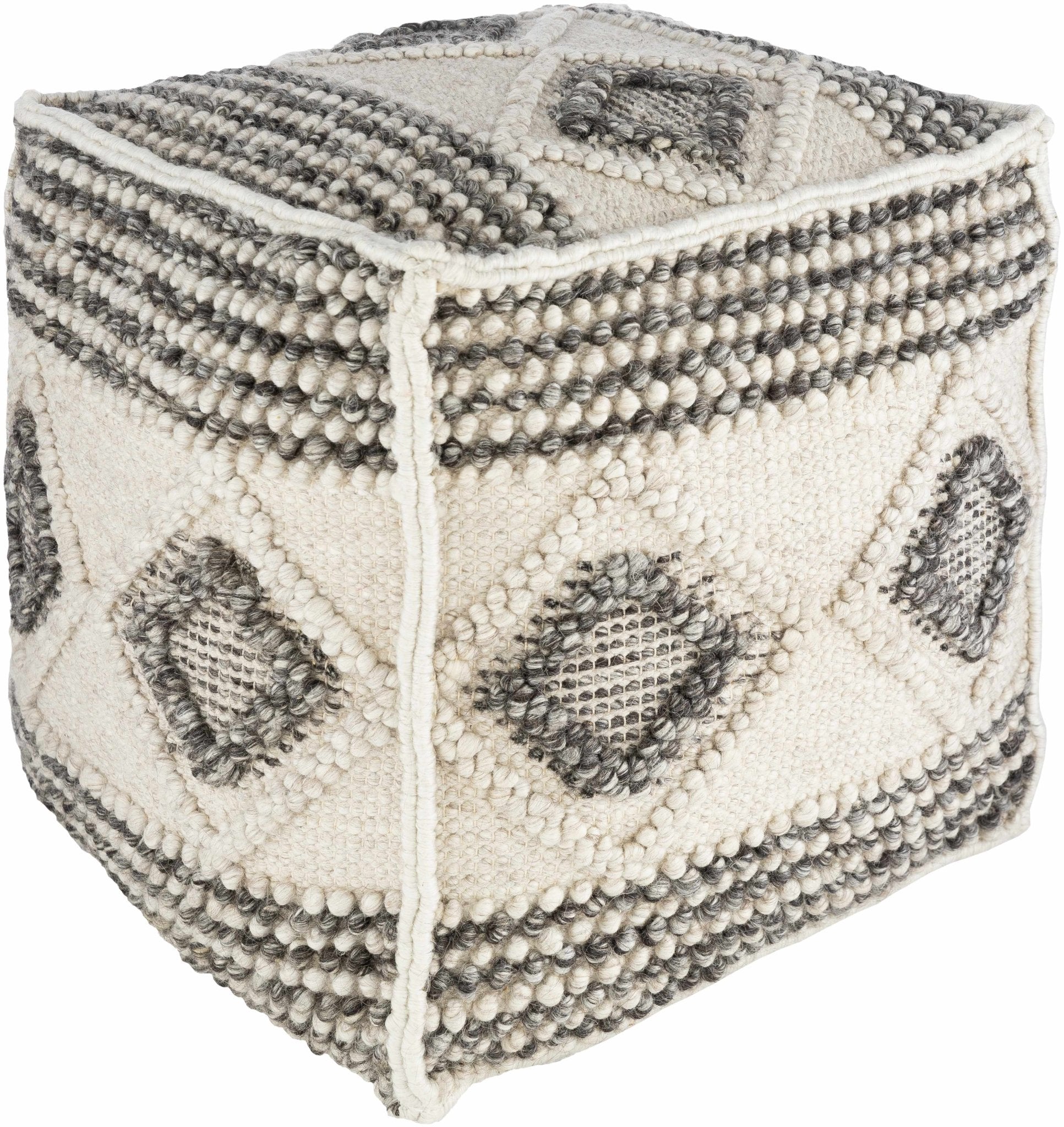 Cowanesque Beige Diamond - Patterned Square Pouf - Quahog Bay Bedding