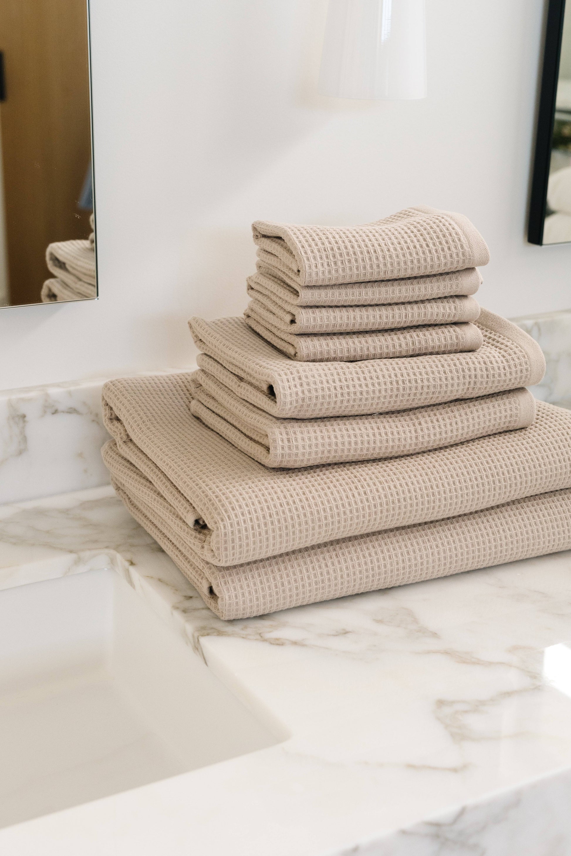 Waffle Bath Towel Set Bamboo Cotton Blend - Quahog Bay Bedding